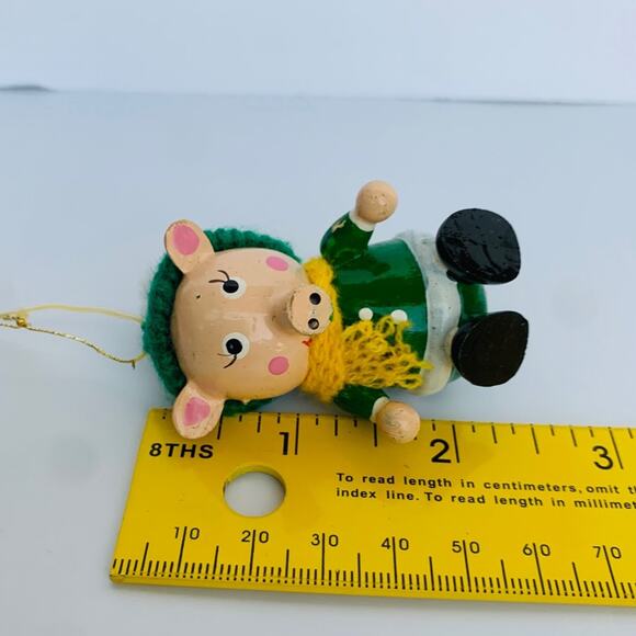 Vintage Wood Pig Christmas Tree Ornament - Picture 6 of 7
